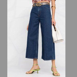 New $328 Frame Le Italien Wide Leg Crop Jeans in Rinse Size 26 Made in Italy